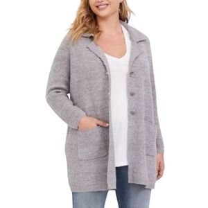 TORRID | Long Sleeve Gray Notch Collar Sweater Coat
